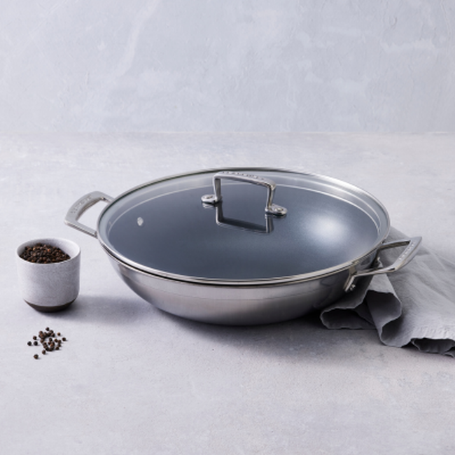 3-ply Stainless Steel Wok with Helper Handles image number 5